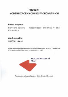 Projekt Stavební úpravy - Modernizace chodníku v obci Chomutice